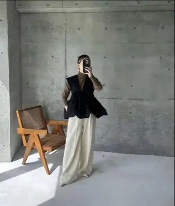 St.cecilia girlish 벌룬 베스트 블랙 일본제