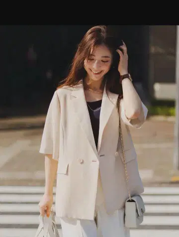 택 포함 새상품 에니스이시 스위트 쿨 자켓 반팔 베이지 L 3