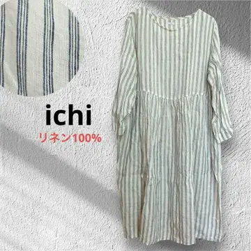새상품급 이치 이치 린넨100 스트라이프 원피스 루즈핏 린넨