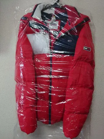TOMMY JEANS 후드 부착 레드 자켓