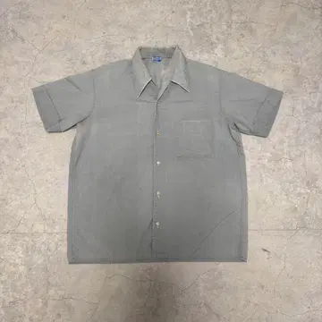 유로 구제 의류 빈티지 50s 60s 반팔 오픈 카라 셔츠 라이트 그레이