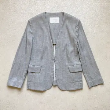 보르지 자켓 노카라 린넨레이온 그레이 7부 소매