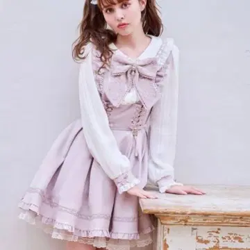 LIZLISA 하트 카라 플리츠 프릴 원피스