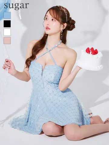 로브 드 플뢰르 미니 드레스 스카이블루 M 사이즈