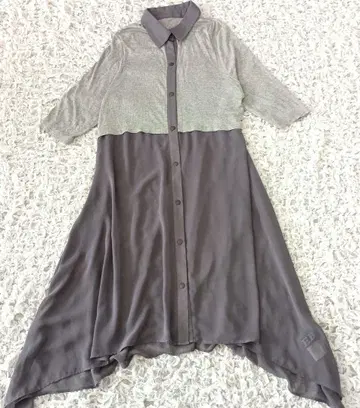 이터널리 블레이즈 EB 그레이 셔츠 원피스 7부 소매 비대칭