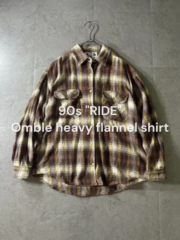 90s RIDE Heavy flannel shirt Omble check