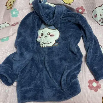GU 치이카와 (먼작귀) 후드 부착 룸웨어 M 네이비 하치와레