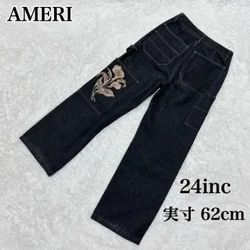 AMERI 아메리 IMANE 페인터 팬츠 꽃무늬 자수 데님