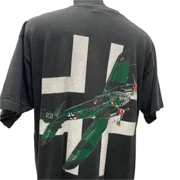 90s 구제 의류 독일 공군 하이켈 He-111 전투기 셔츠