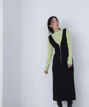 [ NATURAL BEAUTY BASIC ] 점프 스커트 니트 리브 니트
