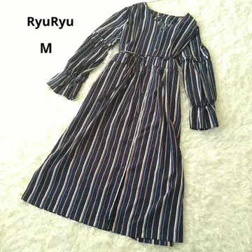 RyuRyu 스트라이프 긴팔 셔츠 원피스 캔디슬리브 M