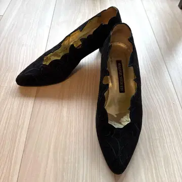 빈티지 Walter Steiger 스웨이드 블랙 펌프스 37.5