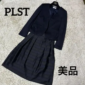 새상품급 플라스테 셋업 수트 노카라 스커트 도트