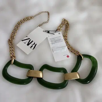 [ 미사용 새상품 ] ZARA 그린 체인 벨트