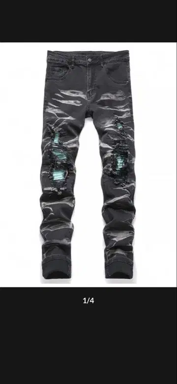 thugwear 데미지 가공 블랙 데님 팬츠 30