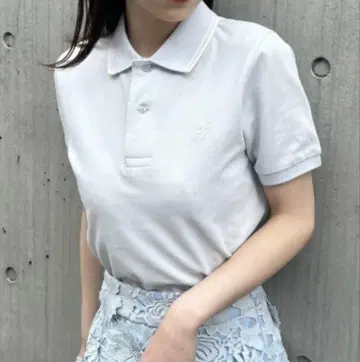 snidel 원포인트 피케 셔츠 스카이블루