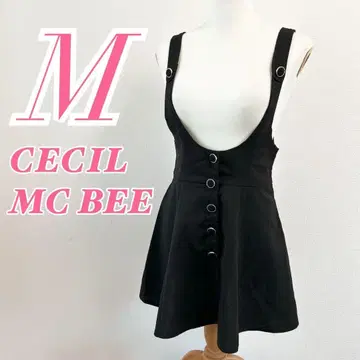 CECI Mc BEE 서스펜더 스커트 M 블랙 프론트 버튼