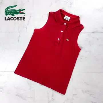 LACOSTE 슬리브리스 피케 셔츠 베스트 레드 사이즈 38*GD90