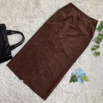 새상품급 유나이티드 애로우즈 코듀로이 롱 스커트 브라운 일본제 36 S