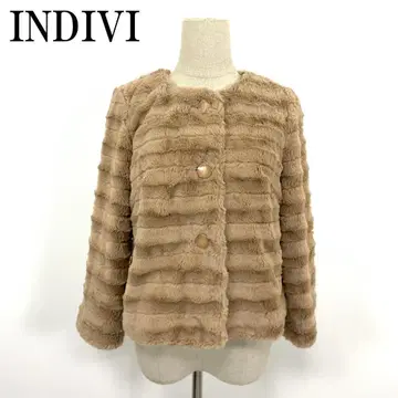 LA4776 INDIVI 인디비 퍼 자켓 베이지 38