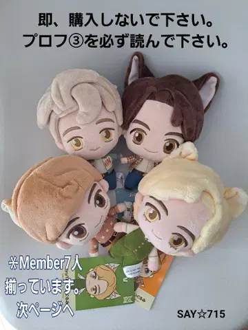 BTS 봉제 인형 고양이 귀 마스코트 7인 세트