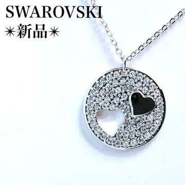새상품 스와로브스키 하트 서클 크리스탈 파베 목걸이 실버