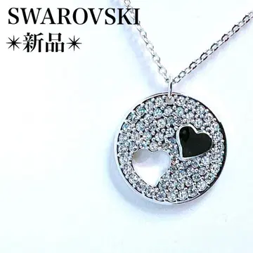새상품 스와로브스키 하트 서클 크리스탈 파베 목걸이 실버