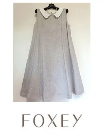 FOXEY 폭시 화이트 카라 도트 원피스 레어 42