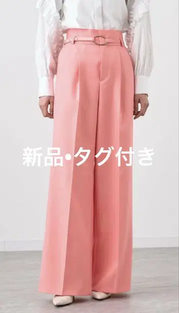 ANAYI 아나이 브라이트 트윌 턱 와이드 팬츠 핑크 38 새상품