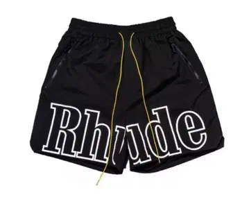 Rhude 블랙 숏팬츠 큰 로고