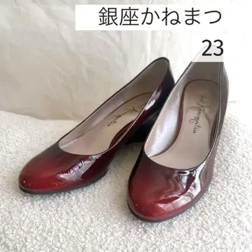 긴자 카네마츠 그라데이션 웨지솔 펌프스 빨간색