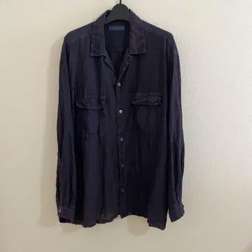 CONFECT 린넨 피그먼트 바이오 오픈 카라 셔츠