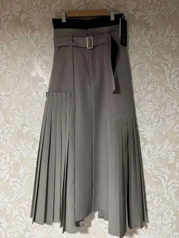 UNITED TOKYO 사이드 플리츠 턱 스커트 그레이 사이즈 1