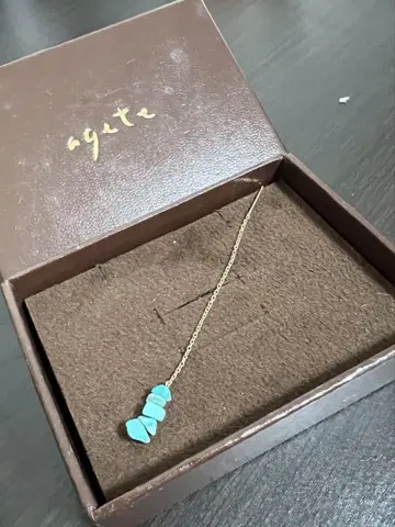 agete K10 터콰이즈 체인 귀걸이 아메리칸 귀걸이