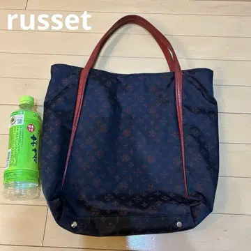 russet 네이비 토트백 가죽 핸들
