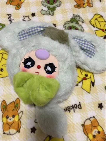 Baby three 눈물 고인 토끼 얼굴 봉제 인형 파우치