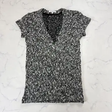 MADISONBLUE TWEED KNIT DEEP V NECK S
