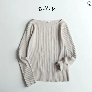 아베베 긴팔 얇은 소재 니트 보트넥 스트라이프 S