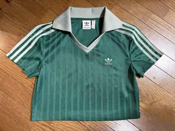adidas 그린 컬러 스트라이프 반팔 피케 셔츠