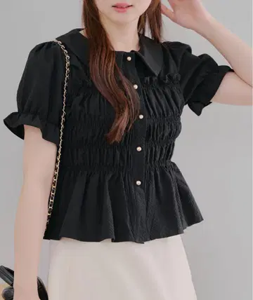 Another Branch olive des olive 셔링 카라 BL