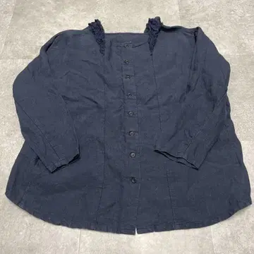 네스트로브 린넨 긴팔 셔츠 브라 프릴 네이비