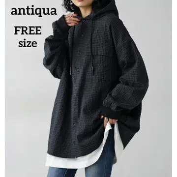 [ 새상품급 ] antiqua 안티카 후디 셔츠 긴팔 자켓 블랙