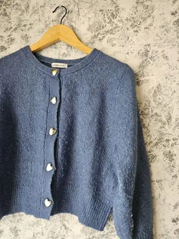 [ natural couture ] 하트 버튼 니트 가디건 블루 F