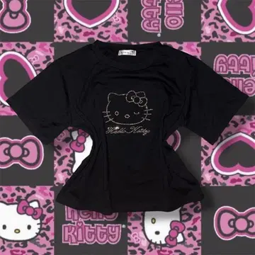 헬로키티 큐빅 반팔 T셔츠 y2k 헤이세이