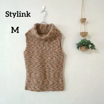 Stylink 슬리브리스 니트 터틀넥 카울넥 심플