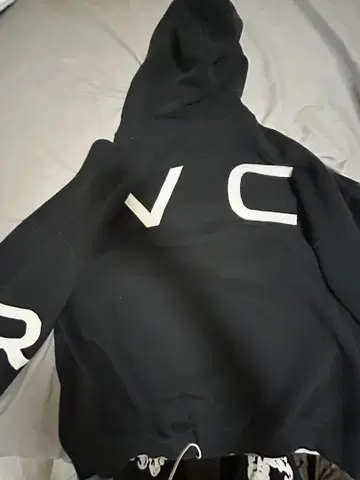 RVCA 블랙 풀 집업 후드티