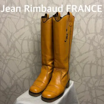 Jean Rimbaud 카멜 가죽 롱 부츠 로고 R