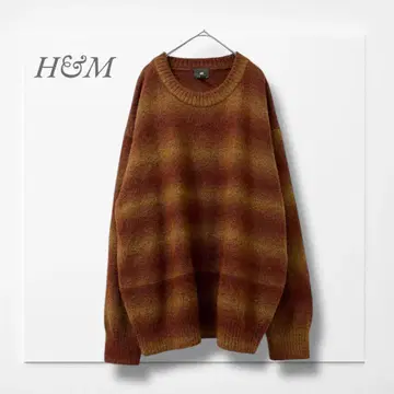 H&M 크루넥 스웨터(L) 브라운 계열 보더 성숙 캐주얼