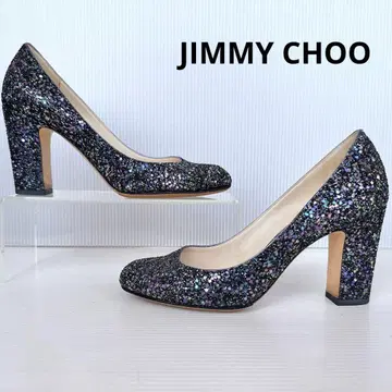 지미추 하이힐 펌프스 와이드 힐 글리터 반짝임 컨디션 최상 37