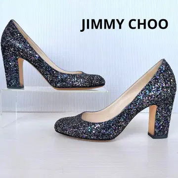 지미추 하이힐 펌프스 와이드 힐 글리터 반짝임 컨디션 최상 37